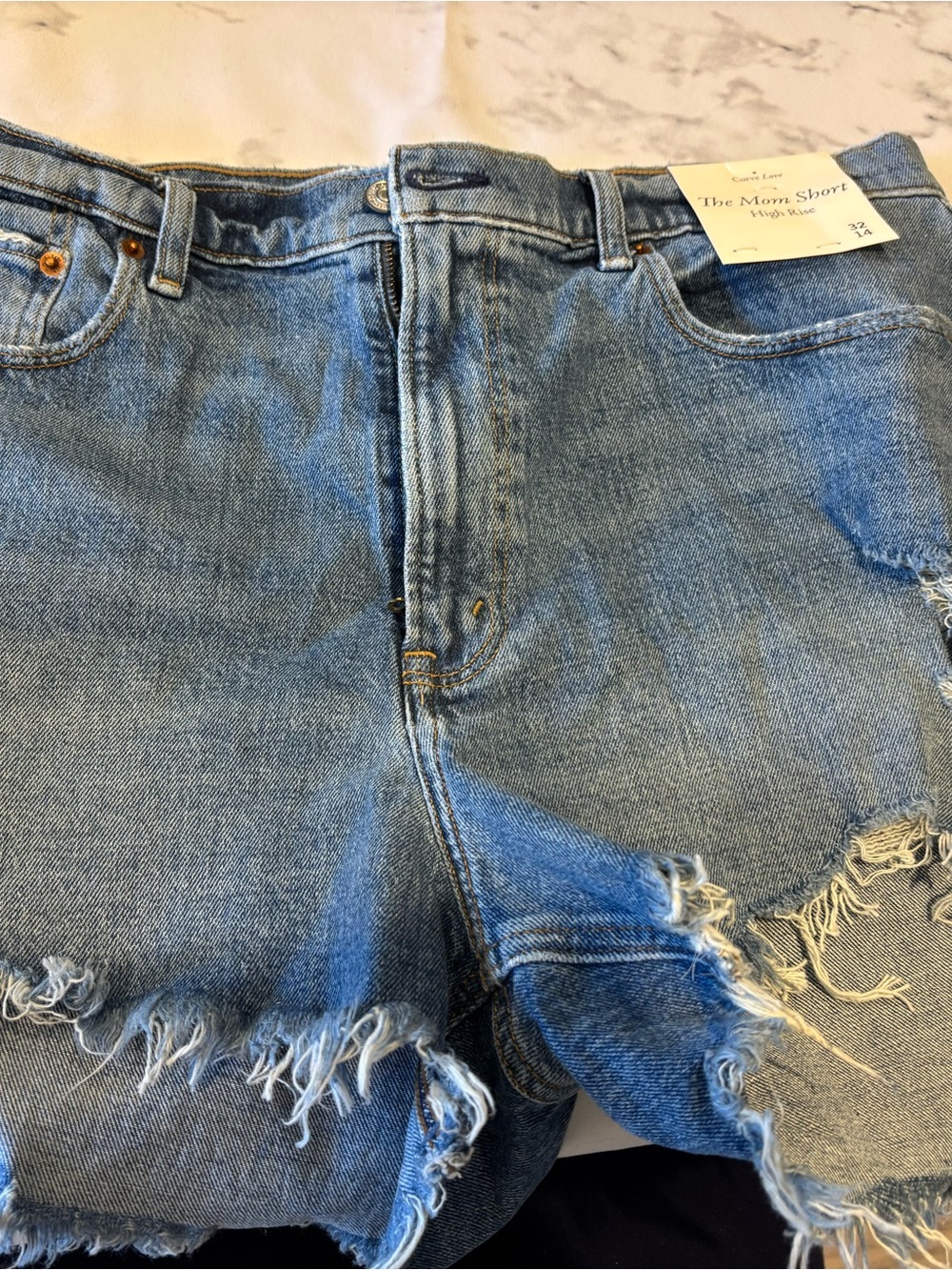 Never worn Abercrombie & Fitch Light Blue High-Rise Mom Shorts with tags